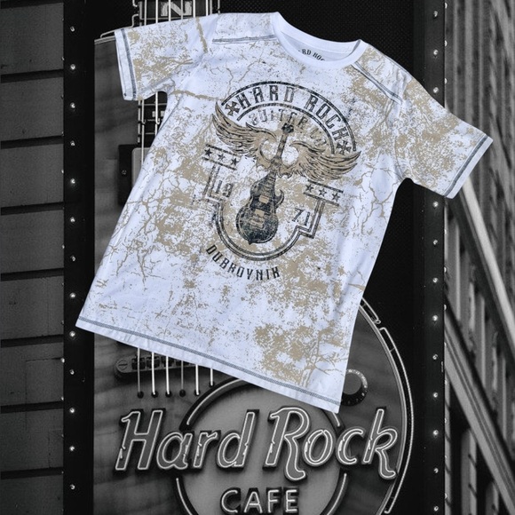 NWT Hard Rock Cafe Guitar Co White Gold Winged Acid Cotton T-shirt Mens Large - Picture 10 of 11